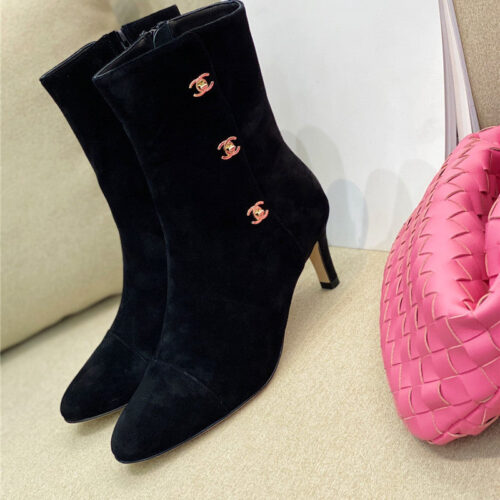 High Quality Luxury Chanel High-Heeled Pointed Boots