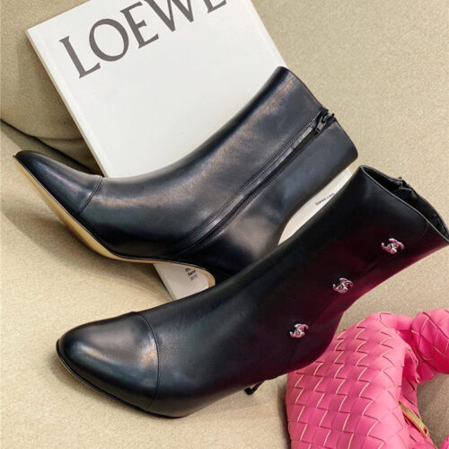 High Quality Luxury Chanel High-Heeled Pointed Boots – Style 14598 alternate view