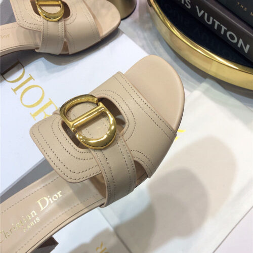 High Quality Luxury Dior Cd Letter Metal Logo Flat Hollow Sandals – Style 21126 product detail