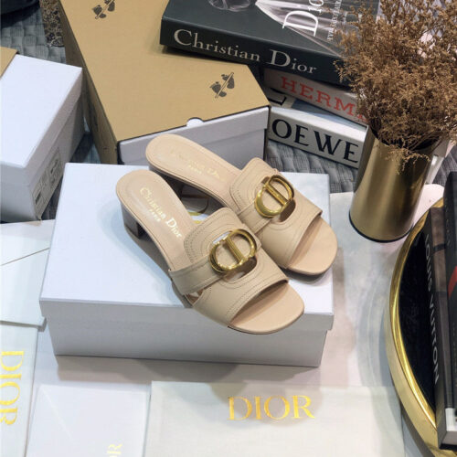High Quality Luxury Dior Cd Letter Metal Logo Flat Hollow Sandals – Style 21126