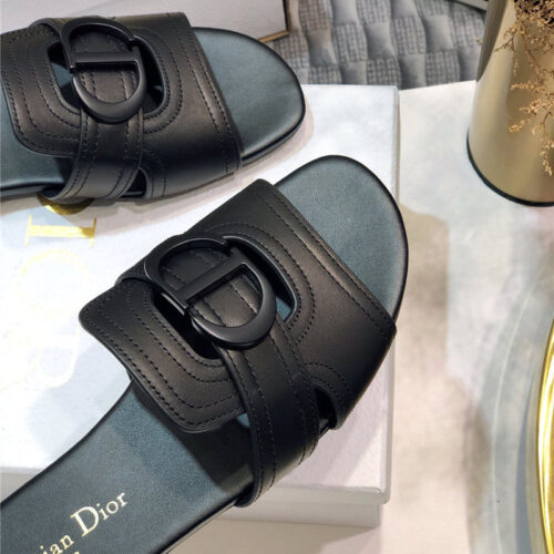 High Quality Luxury Dior Cd Letter Metal Logo Flat Hollow Sandals – Style 29606 product detail