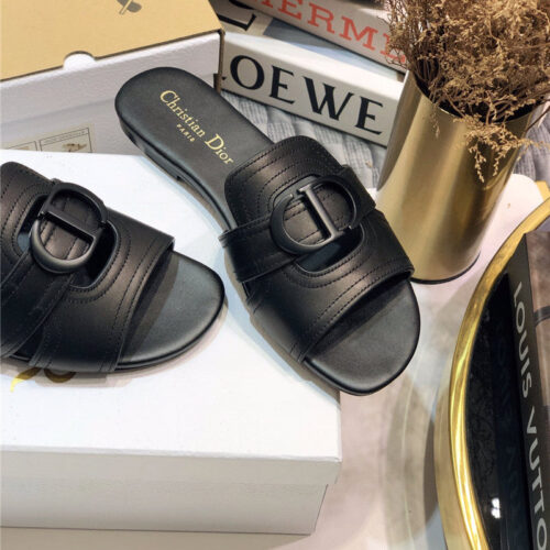 High Quality Luxury Dior Cd Letter Metal Logo Flat Hollow Sandals – Style 29606 product detail