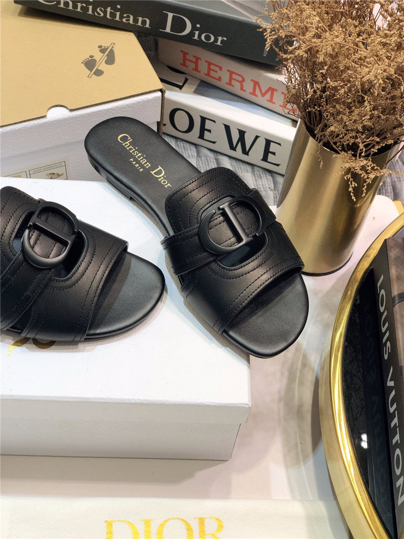 High Quality Luxury Dior Cd Letter Metal Logo Flat Hollow Sandals – Style 29606 product detail
