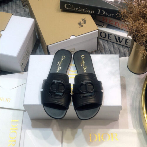 High Quality Luxury Dior Cd Letter Metal Logo Flat Hollow Sandals – Style 29606 product detail