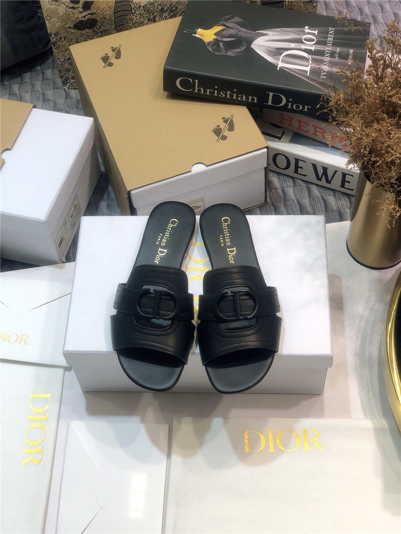 High Quality Luxury Dior Cd Letter Metal Logo Flat Hollow Sandals – Style 29606 product detail