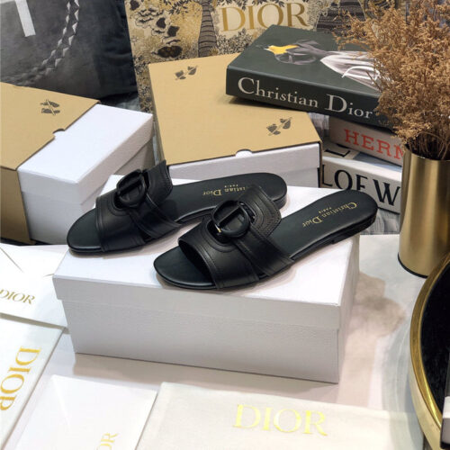 High Quality Luxury Dior Cd Letter Metal Logo Flat Hollow Sandals – Style 29606 product detail