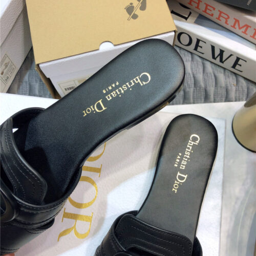 High Quality Luxury Dior Cd Letter Metal Logo Flat Hollow Sandals – Style 29606 product detail