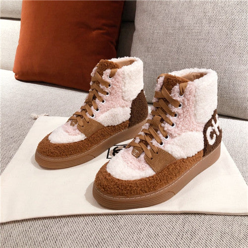 High Quality Luxury Chanel Wool High Top Sneakers