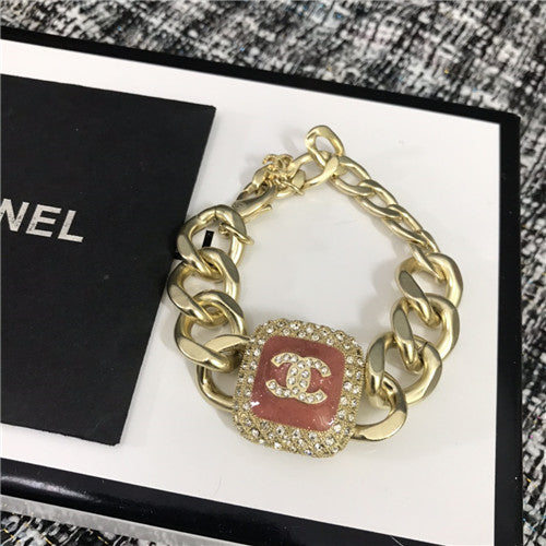 High Quality Luxury Chanel Pink Colored Glaze Bracelet