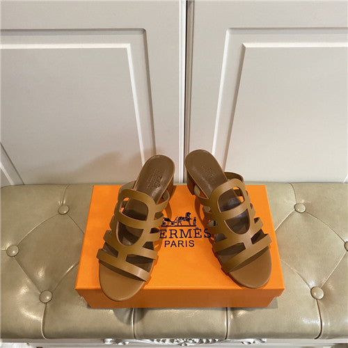 High Quality Luxury Hermes Block Heel Sandals