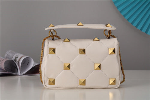High Quality Luxury Valentino Roma Stud Mini Bag White alternate view