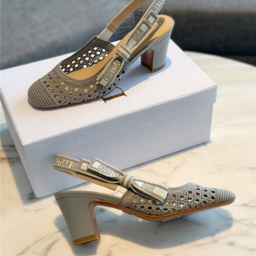 High Quality Luxury Dior New Hollow Lace Bow High-Heeled Sandals product detail