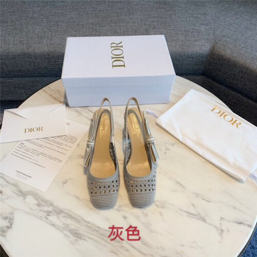 High Quality Luxury Dior New Hollow Lace Bow High-Heeled Sandals product detail