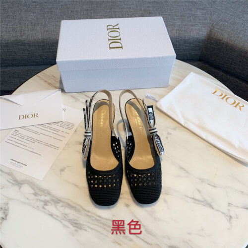 High Quality Luxury Dior New Hollow Lace Bow High-Heeled Sandals – Style 01254 product detail