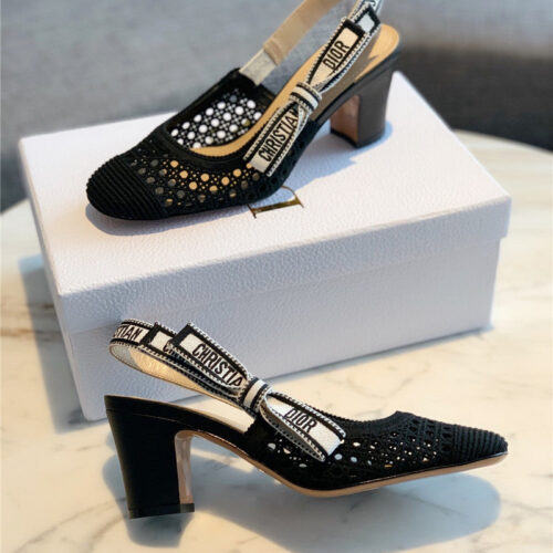 High Quality Luxury Dior New Hollow Lace Bow High-Heeled Sandals – Style 01254 product detail