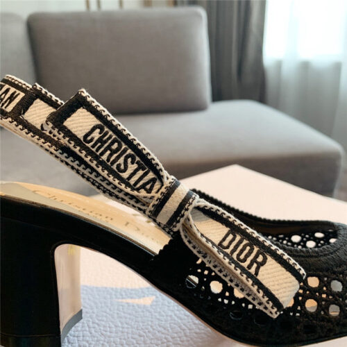 High Quality Luxury Dior New Hollow Lace Bow High-Heeled Sandals – Style 01254 product detail
