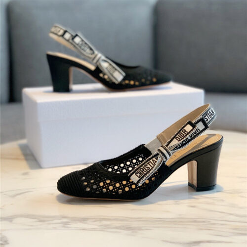 High Quality Luxury Dior New Hollow Lace Bow High-Heeled Sandals – Style 01254 product detail