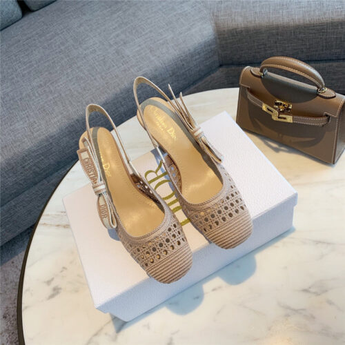 High Quality Luxury Dior New Hollow Lace Bow High-Heeled Sandals – Style 22150