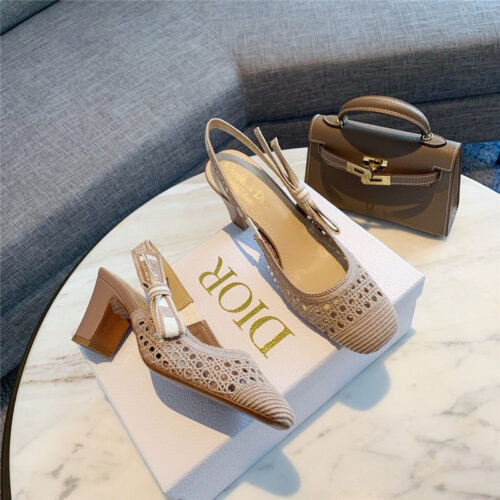 High Quality Luxury Dior New Hollow Lace Bow High-Heeled Sandals – Style 22150 product detail