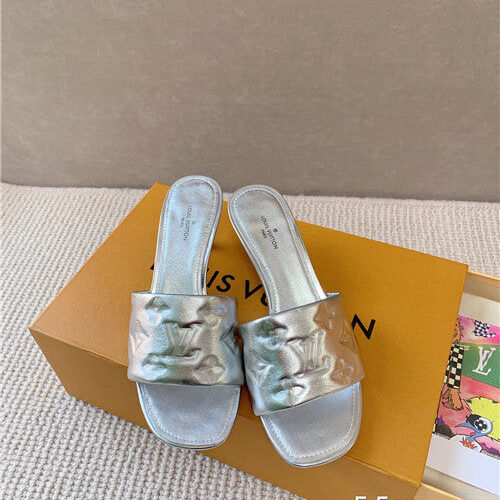 High Quality Luxury Louis Vuitton Heel Slippers – Style 69859 alternate view