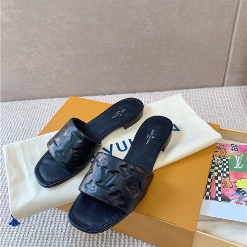 High Quality Luxury Louis Vuitton Slippers Womens Black alternate view