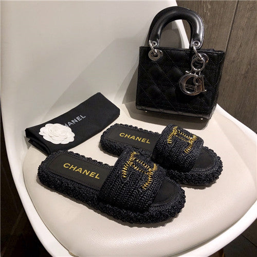 High Quality Luxury Chanel Hand Woven Slippers