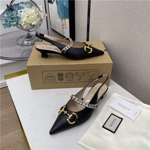 High Quality Luxury Gucci Horsebit Chain Low Heel Sandals – Style 96307