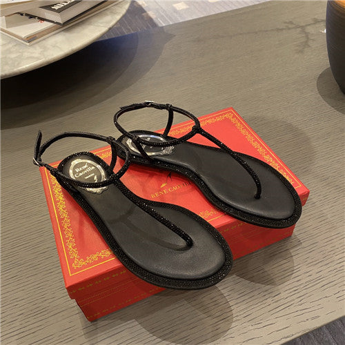 High Quality Luxury Rene Caovilla Flat Sandals – Style 25638