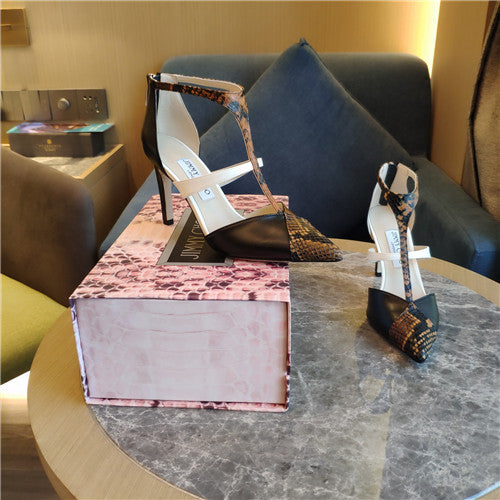 High Quality Luxury Jimmy Choo Saoni 100 Snake-Print Leather Pumps alternate view