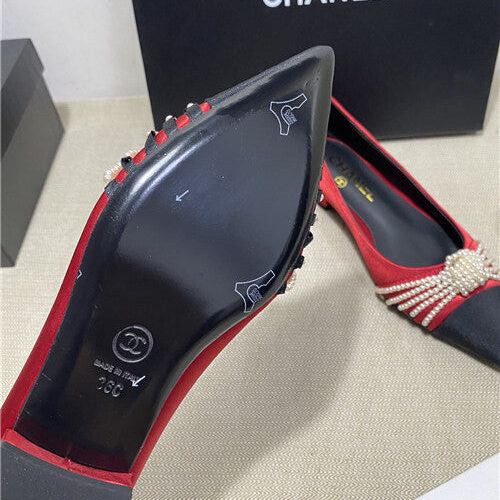 High Quality Luxury Chanel High-Heeled Silk Shoes – Style 52998 product detail