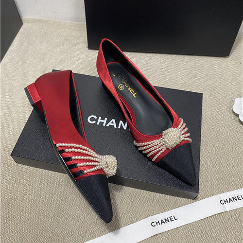 High Quality Luxury Chanel High-Heeled Silk Shoes – Style 52998 product detail