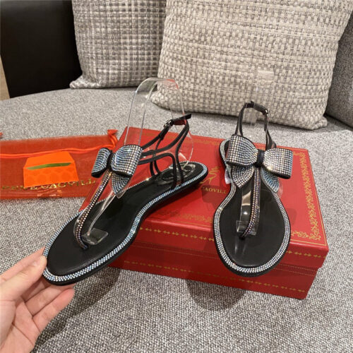 High Quality Luxury Rene Caovilla Flip Flops Bow Flat Sandals alternate view