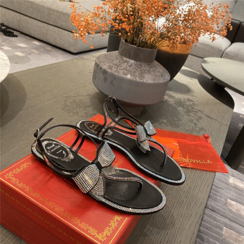 High Quality Luxury Rene Caovilla Flip Flops Bow Flat Sandals product detail