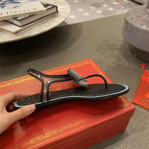 High Quality Luxury Rene Caovilla Flip Flops Bow Flat Sandals product detail