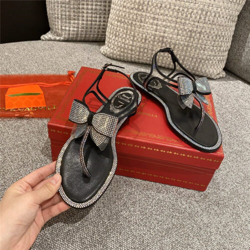 High Quality Luxury Rene Caovilla Flip Flops Bow Flat Sandals product detail