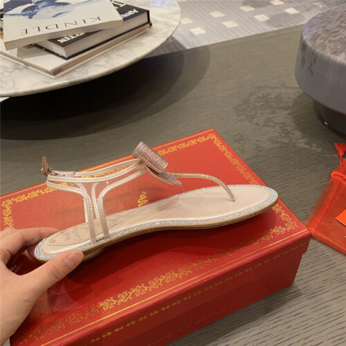 High Quality Luxury Rene Caovilla Flip Flops Bow Flat Sandals – Style 36358 product detail