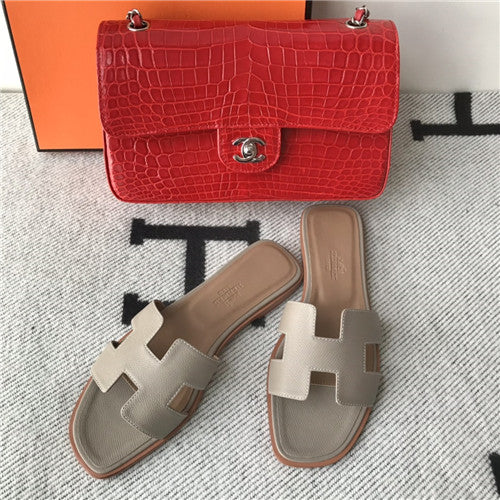 High Quality Luxury Hermes Flat Slippers Womens – Style 40515