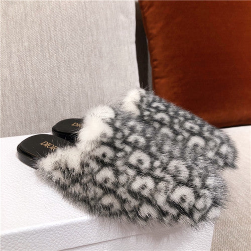 High Quality Luxury Dior Mink Slippers