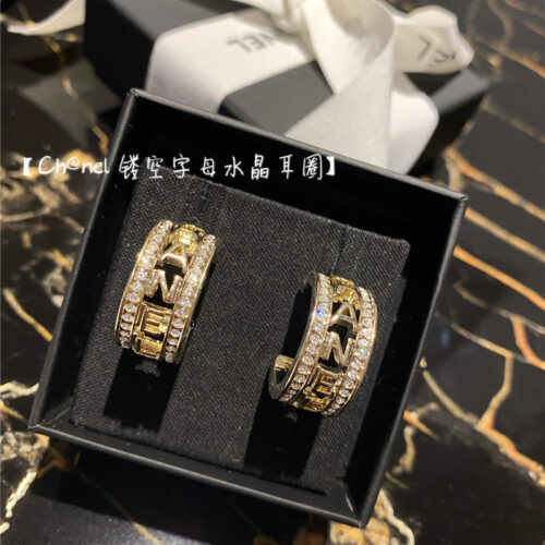 High Quality Luxury Chanel Light Champagne Gold Earrings