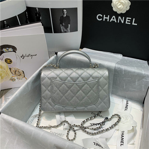 High Quality Luxury Chanel Silver Flap Bag alternate view