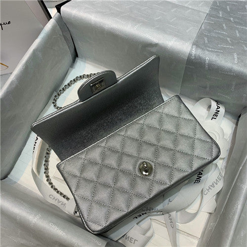 High Quality Luxury Chanel Silver Flap Bag product detail