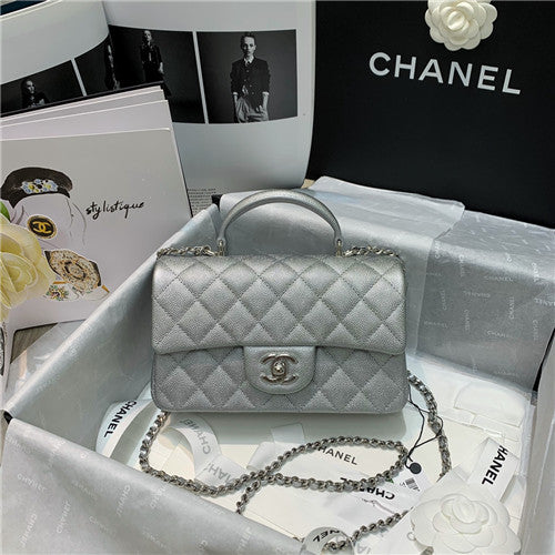 High Quality Luxury Chanel Silver Flap Bag