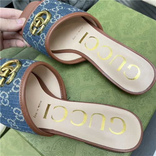 High Quality Luxury Gucci Denim Platform Slippers product detail