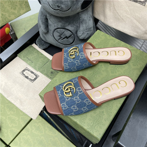 High Quality Luxury Gucci Denim Platform Slippers alternate view