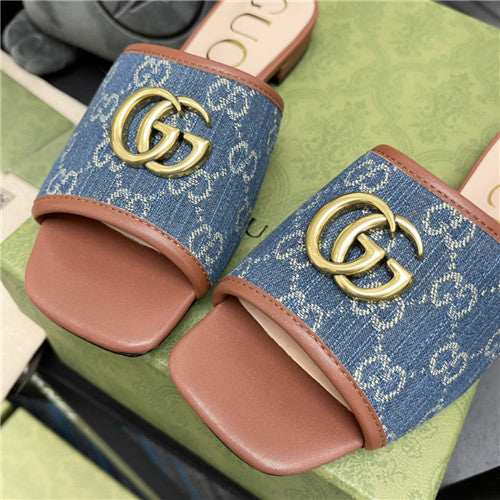 High Quality Luxury Gucci Denim Platform Slippers product detail