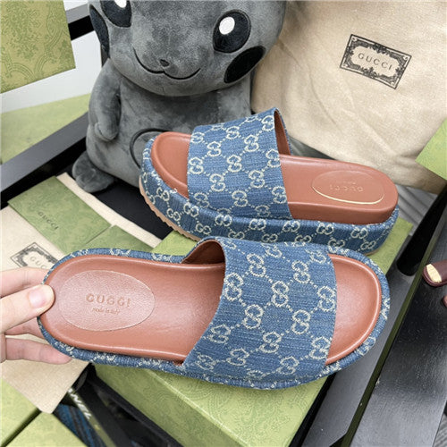 High Quality Luxury Gucci Denim Platform Slippers – Style 19891 product detail