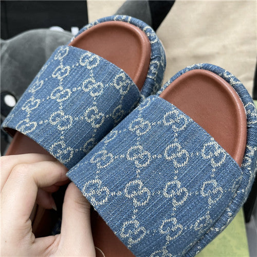High Quality Luxury Gucci Denim Platform Slippers – Style 19891 product detail