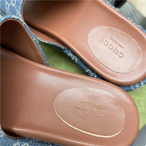 High Quality Luxury Gucci Denim Platform Slippers – Style 19891 product detail