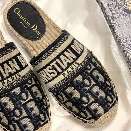 High Quality Luxury Dior Embroidered Slippers Womens – Style 98438 product detail