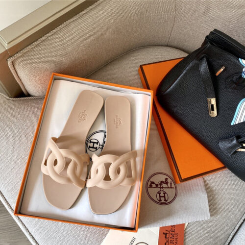High Quality Luxury Hermes New Classic Pig Nose Chain Slippers product detail